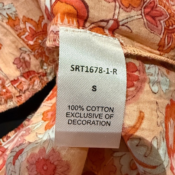 THML Floral Tie Back Peplum Blouse Small Puff Sleeve Open Back Top - Picture 8 of 8